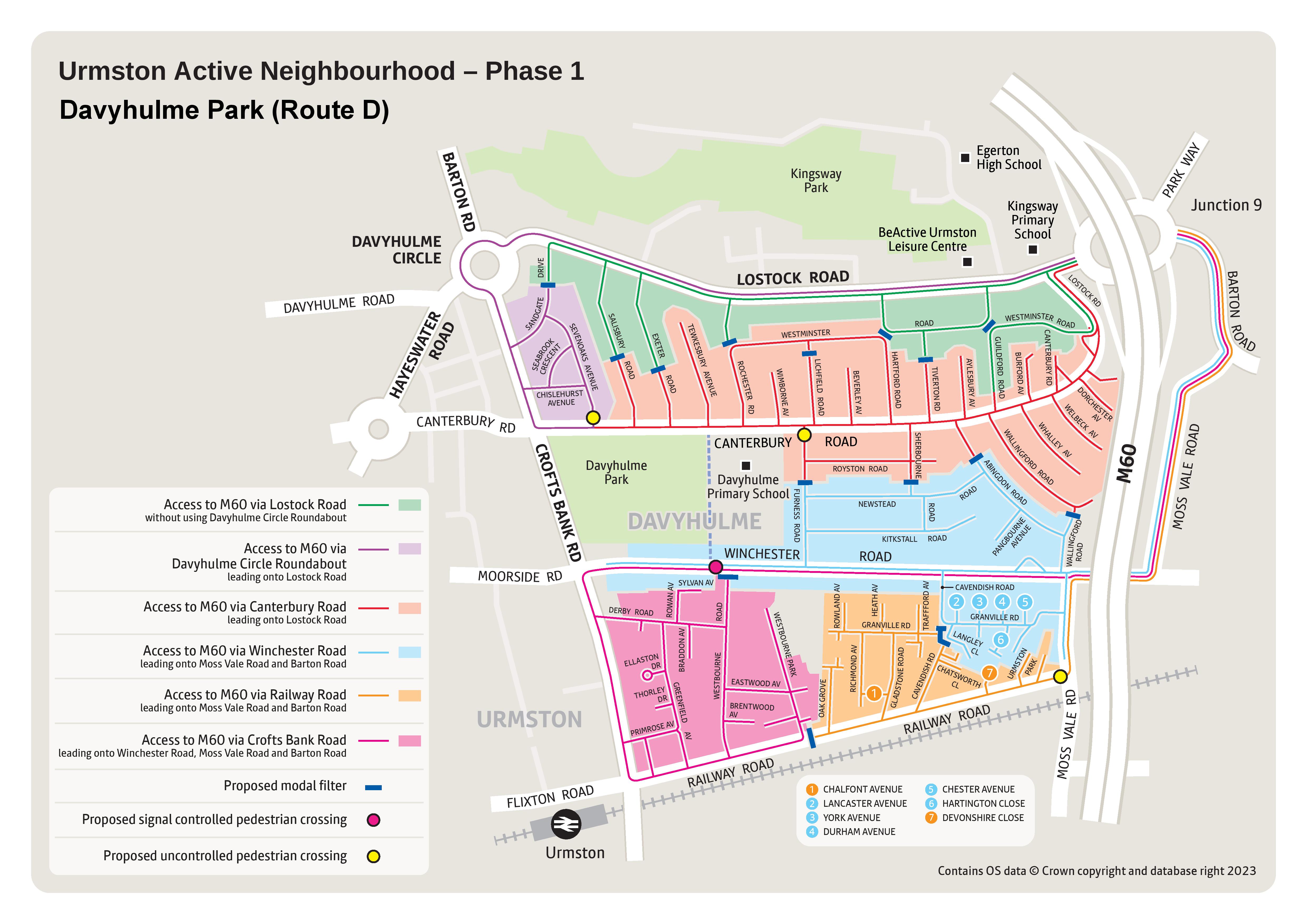 Davyhulme Park Urmston Active Neighbourhood Phase 1 Route D