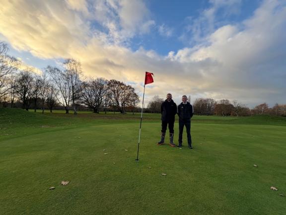 Head greenkeeper Gareth Callaghan and general manager David Howlett at Altrincham Golf Course