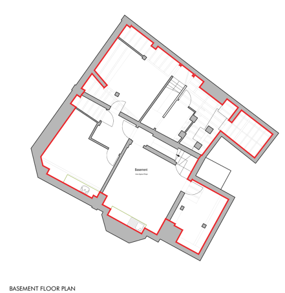 Basement floor plan for 9-11 Market Street, Altrincham
