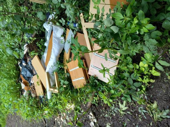 furniture which has been dumped onto a green area