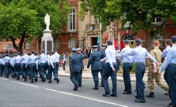 A march past at the Battle of Britain service in 2025