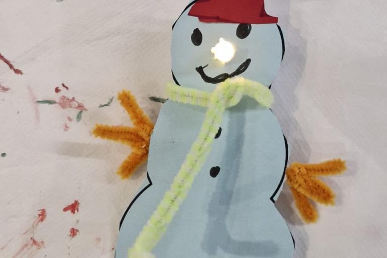 A snowman craft done at Urmston Library
