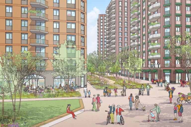CGI of new housing development at forer GMP site