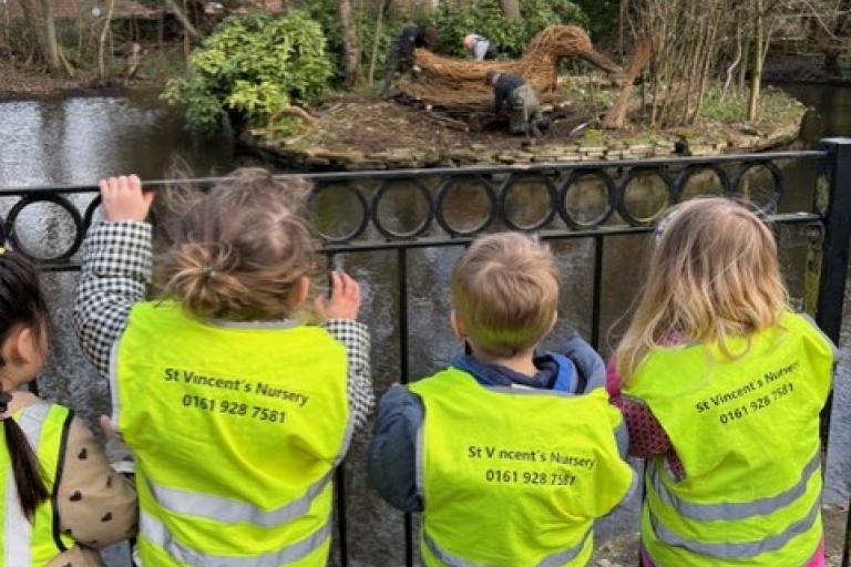 Vinne the duck has been placed in Stamford Park 